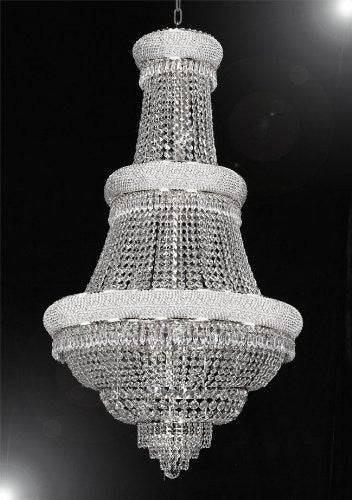 French Empire Crystal Chandelier Lighting H50" X W30" - Perfect For An Entryway Or Foyer - Go-A93-Silver/448/21