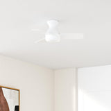 Ceiling Fans with Lights, 30 inch Low Profile Ceiling Fan with Light and Remote Control, Flush Mount, Reversible, 3CCT, Dimmable, Noiseless, White Ceiling Fan for Bedroom, Indoor/Outdoor Use