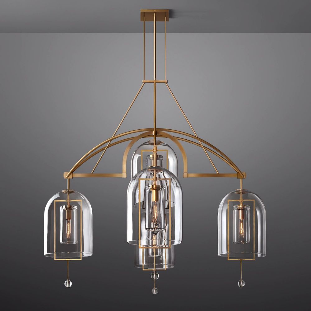 Modern Circular 61" Chandelier from Fulcron Collection 5 Lights - Antique Premium Metal with Refined Gold Finish - A500-CG/51001/61