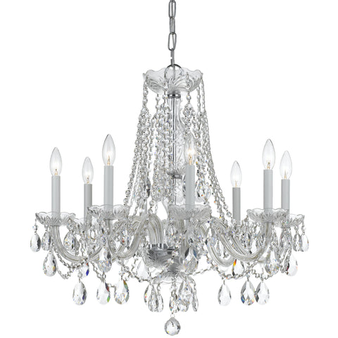 8 Light Polished Chrome Crystal Chandelier Draped In Clear Hand Cut Crystal - C193-1138-CH-CL-MWP