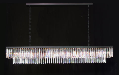 Retro Palladium Glass Fringe Rectangular Chandelier Chandeliers Lighting 71" Wide - G7-1157/15