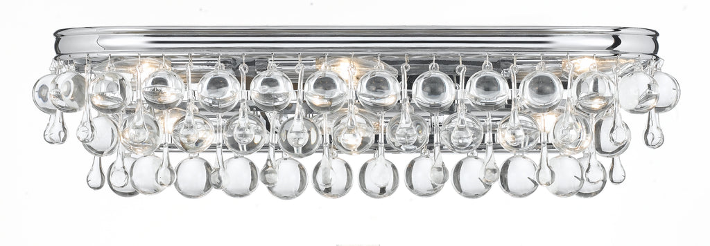 6 Light Polished Chrome Transitional Bathroom-Vanity Light Draped In Clear Glass Drops - C193-133-CH