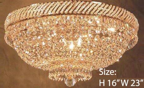 French Empire Crystal Flush Basket Chandelier W/Swarovski Crystal H 16" W 23" - G93-Flush/Cg/448/9Sw