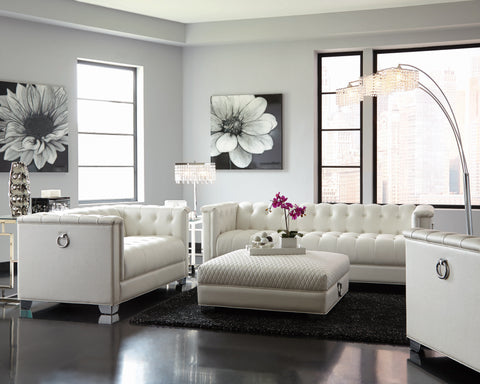 Set 3 - Chaviano Tufted Upholstered Sofa + Loveseat + Chair Pearl White - D300-10057