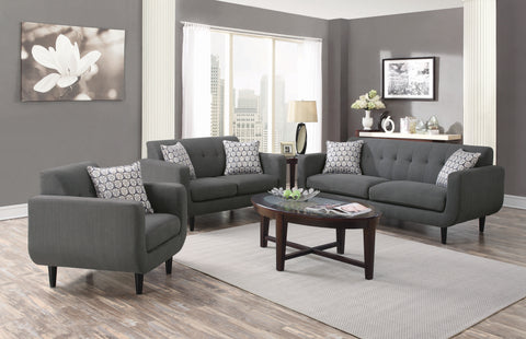Set of 3 - Stansall Tufted Back Sofa + Loveseat + Chair Grey - D300-10049