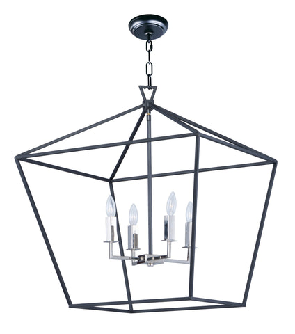 Abode 4-Light Chandelier Textured Black / Polished Nickel - C157-25155TXBPN