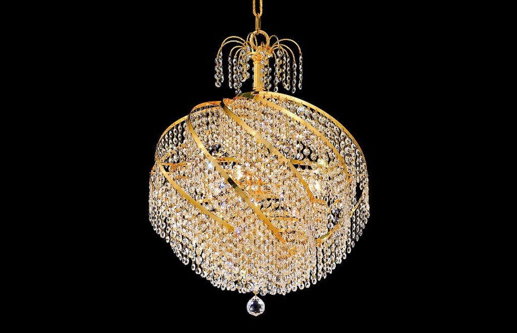 C121-8052D22G/EC - Regency Lighting: Spiral 10 light Gold Chandelier Clear Elegant Cut Crystal