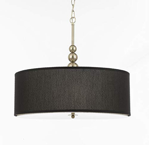 Stewart 3 Light Chandelier Pendant with Drum Shade - J10-420/3 BLACK