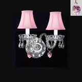 Swarovski Crystal Trimmed Chandelier Murano Venetian Style Crystal Wall Sconce Lighting With Pink Hearts & Pink Shades - Perfect For Kid'S And Girls Bedroom - A46-B21/Pinkshades/2/386 Sw