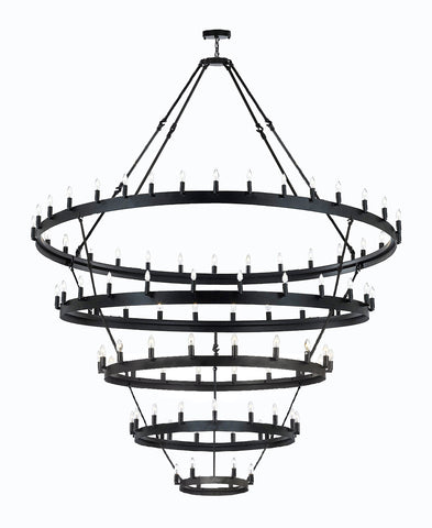 Wrought Iron Vintage Barn Metal Castile 5 Tier Chandelier Chandeliers Industrial Loft Rustic Lighting W 63" H 87" - G7-3428/30+24+18+12+6