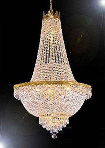 French Empire Crystal Chandelier Lighting -Great for the Dining Room, Foyer, Entry Way, Living Room H50" X W24" - F93-C7/CG/870/9