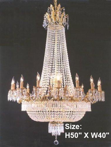 French Empire Crystal Chandelier Lighting Gold H50" X W40" - Perfect For An Entryway Or Foyer - A93-1280/14+7