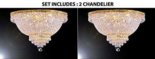 Set Of 2 - French Empire Crystal Semi Flush Chandelier Lighting H18" X W24" - A500-Flush/870/9 - Set Of 2