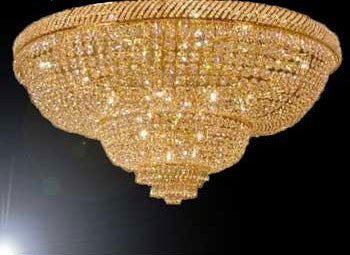 French Empire Crystal Flush Basket Chandelier Lighting H 29" W 50" - G93-Flush/448/48