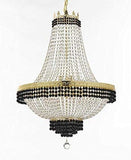 Set of 2-1 French Empire Crystal Chandelier Lighting Trimmed w/Jet Black Crystal! H36" X W30" and 1 Flush French Empire Crystal Chandelier Trimmed with Jet Black Crystal! H30" X W24" - B79/CG/870/14 + B79/CG/870/9