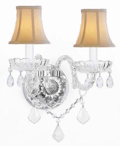 Murano Venetian Style Crystal Wall Sconce Lighting With White Shades - G46-Whiteshades/B12/2/386