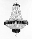 Set of 2 - French Empire Crystal Chandelier Lighting Trimmed w/Jet Black Crystal! H36" X W30" and 1 French Empire Crystal Chandelier Trimmed with Jet Black Crystal! H30" X W24" - B79/CS/870/14 + B79/CS/870/9