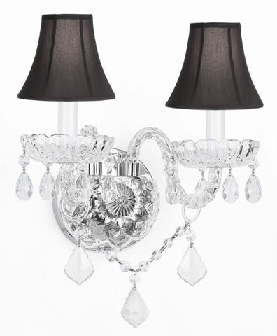 Murano Venetian Style Crystal Wall Sconce Lighting With Black Shades - G46-Blackshades/B12/2/386