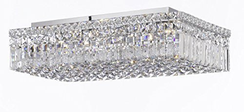 Modern Contemporary Flush Rectangular Empress Crystal (Tm) Chandelier Lighting W12" H5" L24" - Cjd-Cs/2188/24