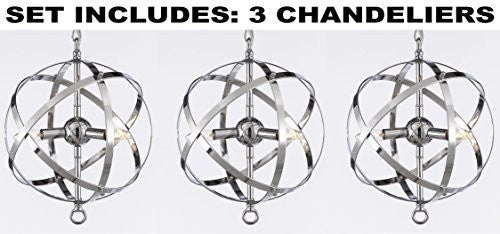 Set Of 3 Wrought (Tm) Chrome Orb Chandelier H 14.5" W 11.5" - G7-2155/3-Set Of 3