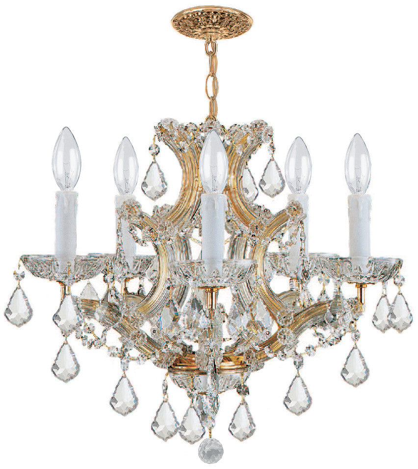 6 Light Gold Crystal Mini Chandelier Draped In Clear Italian Crystal - C193-4405-GD-CL-I