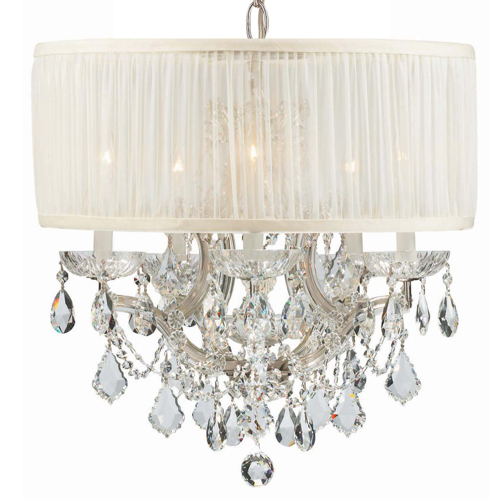 6 Light Polished Chrome Traditional Mini Chandelier Draped In Clear Hand Cut Crystal - C193-4415-CH-SAW-CLM