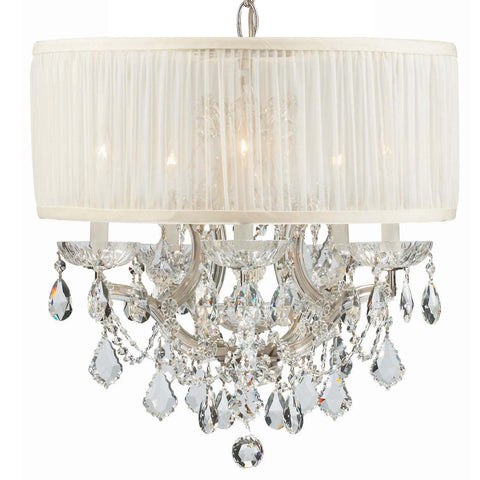 6 Light Polished Chrome Traditional Mini Chandelier Draped In Clear Spectra Crystal - C193-4415-CH-SAW-CLQ