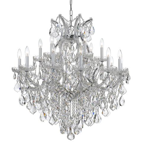 19 Light Polished Chrome Crystal Chandelier Draped In Clear Italian Crystal - C193-4418-CH-CL-I