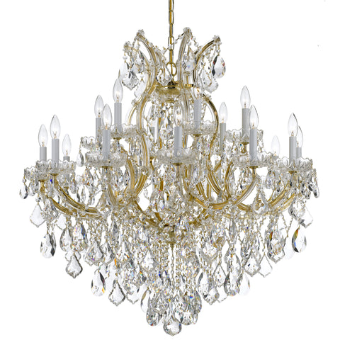 19 Light Gold Crystal Chandelier Draped In Clear Spectra Crystal - C193-4418-GD-CL-SAQ