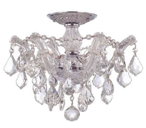 3 Light Polished Chrome Crystal Ceiling Mount Draped In Clear Hand Cut Crystal - C193-4430-CH-CL-MWP