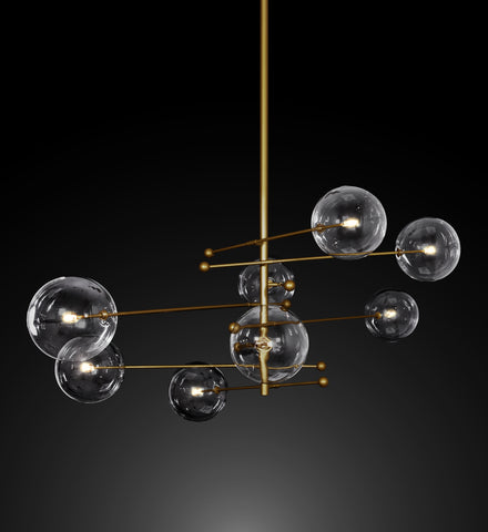 Glass Globe Mobile 8-Arm Chandelier Lighting Chandeliers 79" - Great For The Dining Room, Living Room, Family Room, Foyer, Entryway - G7-CG/4495/8