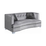 Set of 3 - Caldwell Recessed Arm Upholstered Sofa + Loveseat + Chair Silver - D300-10069