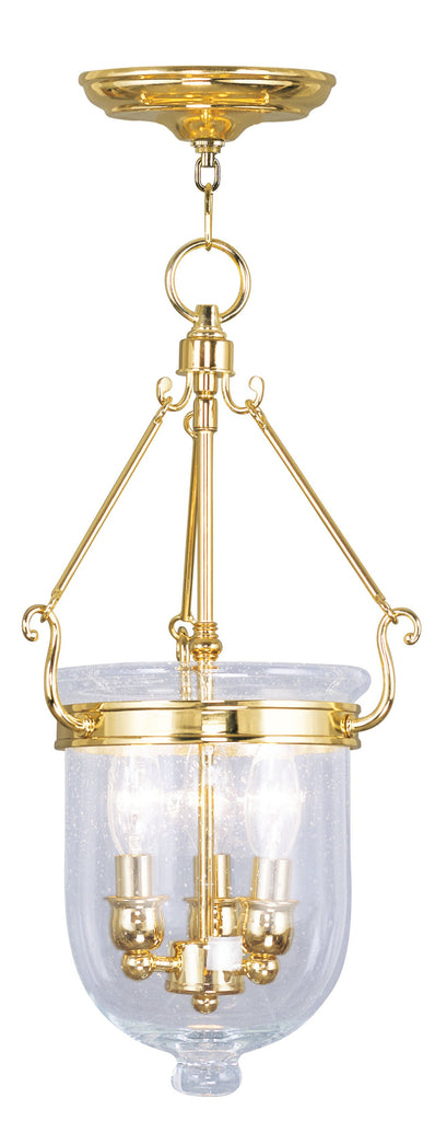 Livex Jefferson 3 Light Polished Brass Chain Lantern  - C185-5083-02