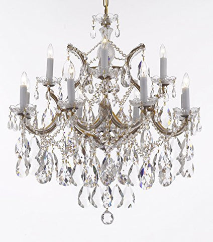 Swarovski Crystal Trimmed Maria Theresa Chandelier Lights Fixture Pendant Ceiling Lamp Dressed With Large Luxe Crystals H30" X W28" - Good For Dining Room Foyer Entryway Family Room And More - F83-B90/Cg/21532/12+1Sw