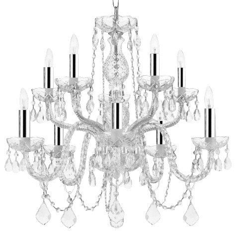 Chandelier Lighting Crystal Chandeliers with Chrome Sleeves! H25" X W24" 10 Lights - A46-B43/CS/1122/5+5