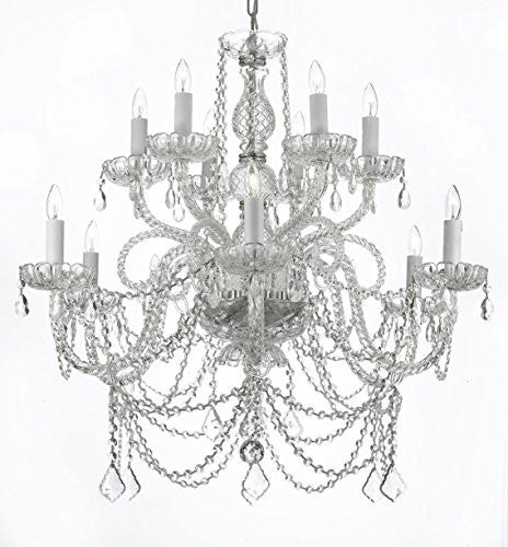 Murano Venetian Style All-Crystal Chandelier - A46-Silver/4/385/6+6