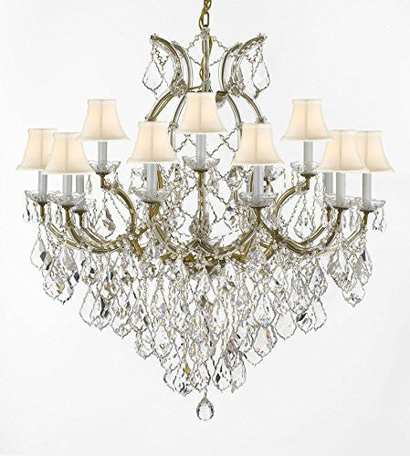 Maria Theresa Empress Crystal (Tm) Chandelier Lighting H 38" W 37" With White Shades - A83-Sc/21510/15+1