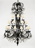 Wrought Iron Chandelier 50" Inches Tall With Crystal Trimmed With Spectra (Tm) Crystal - Reliable Crystal Quality By Swarovski - A84-B12/Sc/724/24Sw