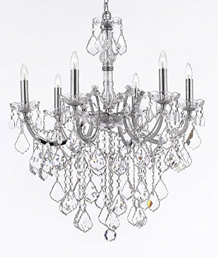 Maria Theresa Chandelier Lighting Crystal Chandeliers H30 "X W22" Chrome Finish Trimmed With Spectratm Crystal - Reliable Crystal Quality By Swarovski - F83-B12/Chrome/2528/6Sw