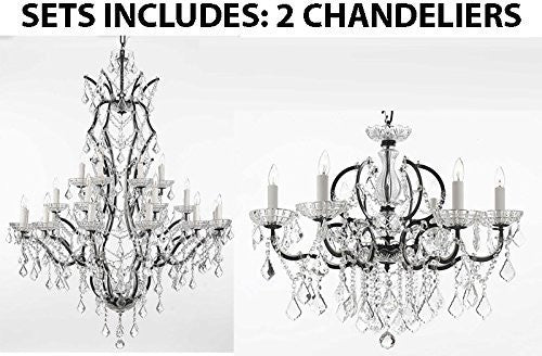 Set Of 2 - 1 19Th C. Baroque Iron & Crystal Chandelier Lighting H 52" X W 41" And 1 19Th C. Baroque Iron & Crystal Chandelier Lighting Dressed With Empress Crystal (Tm) H 25" X W 26" - 1 Ea 996/25 + 1 Ea 994/6
