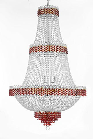 Moroccan Style French Empire Crystal Chandelier Chandeliers Lighting Trimmed With Ruby Red Crystal Good For Dining Room Foyer Entryway Family Room And More H48" X W30" - Cjd-B75/Cs/2176/30