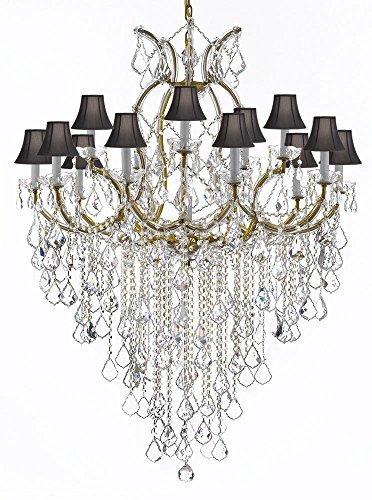 Maria Theresa Chandelier Empress Crystal (Tm) Lighting Chandeliers H50" X W37" with Black Shades! Great for Large Foyer / Entryway! - A500-B12/SC/Blackshades/21510/15+1