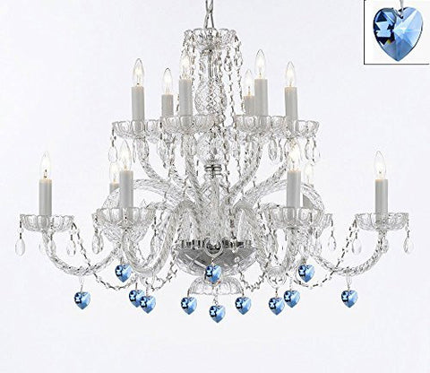 Murano Venetian Style All Empress Crystal (Tm) Chandelier With Blue Crystal - A46-B85/385/6+6