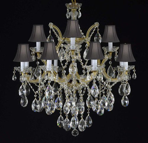 Maria Theresa Chandelier Crystal Lighting Chandeliers With Shades H30" X W28" - F83-Blackshades/21532/12+1