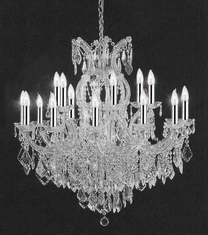 Empress Crystal (Tm) Chandelier Lighting Crystal Chandeliers With Chrome Sleeves Ht 38"Xwd37 16 Lights - A83-B43/Silver/1/2151015+1