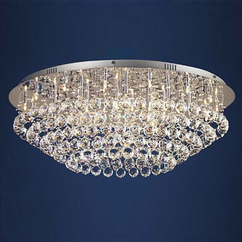 Flush Crystal Chandelier Lighting With Crystal Balls H11" X W33" - G902-6820-36