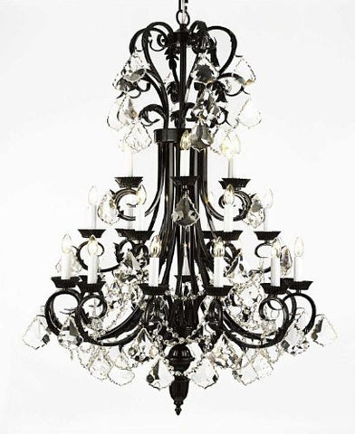 Large Foyer / Entryway Wrought Iron Chandelier 50" Inches Tall With Crystal H50" X W30" - G84-B12//724/24