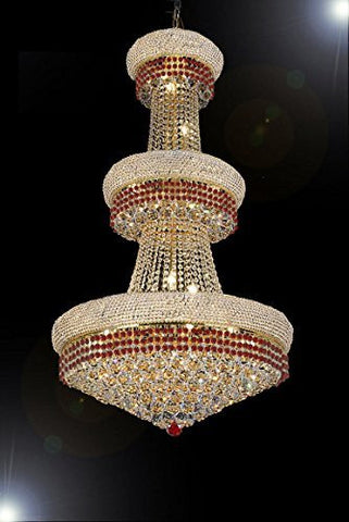 French Empire Crystal Chandelier Chandeliers Moroccan Style Lighting Trimmed With Ruby Red Crystal Good For Dining Room Foyer Entryway Family Room And More H50" X W30" - G93-B74/Cg/541/24