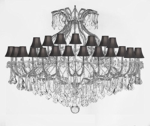Maria Theresa Crystal Chandelier With Shades H 48" W 72" Trimmed With Spectratm Crystal - Reliable Crystal Quality By Swarovski - Cjd-Sc/Blackshade/B62/Cs/2181/72/Sw