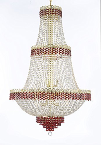 Moroccan Style French Empire Crystal Chandelier Chandeliers Lighting Trimmed With Ruby Red Crystal Good For Dining Room Foyer Entryway Family Room And More H48" X W30" - Cjd-B75/Cg/2176/30